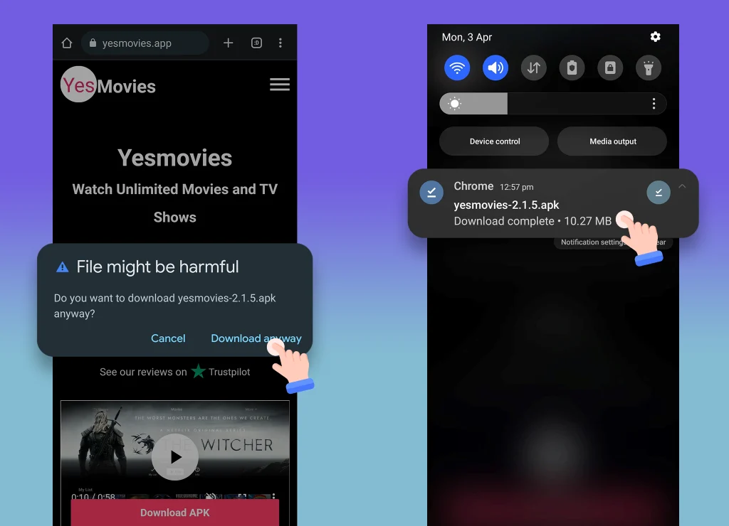 how to install yesmovies app